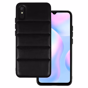 Ādas 3D viedtālruņa apvalks Xiaomi Redmi 9A dizains 2 melns