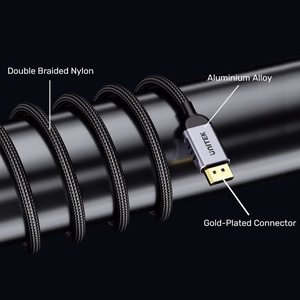 Unitek C1626GY01-1.5M DisplayPort kabelis melns, pelēks