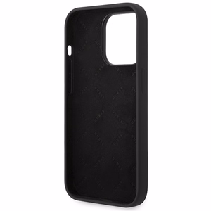 Guess GUHCP14XSLSMK iPhone 14 Pro Max 6.7" melns cietais silikona viedtālruņa apvalks Vintage Gold Logo