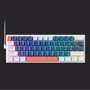 Machenike K500-B61 Vadu mehāniskā spēļu tastatūra ar apgaismojumu Brown Switch - zils un balts