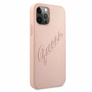 Guess GUHCP12LRSAVSRG iPhone 12 Pro Max 6.7" pink/pink hardcase Saffiano Vintage Script