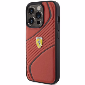 Ferrari Twist Metal Logo viedtālruņa apvalks iPhone 15 Pro - sarkans