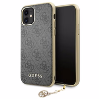 Guess GUHCN61GF4GGR iPhone 11 6.1" / Xr pelēks/pelēks cietais apvalks 4G Charms Collection