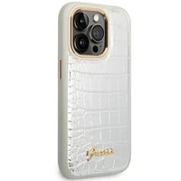 Guess Croco Collection viedtālruņa apvalks iPhone 14 Pro 6.1 - sudrabains