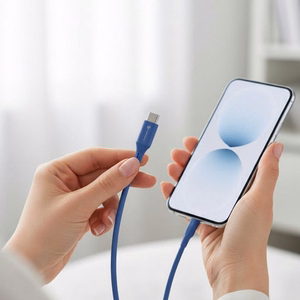Kabeļa savienojums no USB C uz USB C Forcell F-Energy QC4.0 PD 3A 60W Silikona 1 m C344 tumši zils