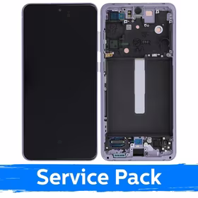 LCD displejs saderīgs ar Samsung G990 S21 FE 5G ar rāmi / Lavender / (Service Pack)