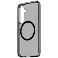 CARE by PanzerGlass Flagmanis Urban Combat melns QI viedtālruņa apvalks Samsung Galaxy S25 - Puscaurspīdīgs dūmu