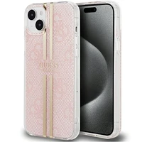 Guess IML 4G Gold Stripe viedtālruņa apvalks iPhone 15 Plus / 14 Plus - rozā