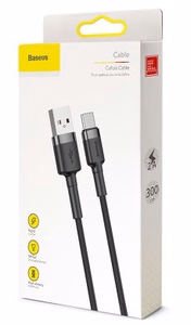 Baseus kabelis Cafule USB - USB-C 3m 2A pelēks-melns