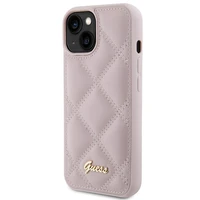 Guess Quilted Metal Logo viedtālruņa apvalks iPhone 15 - rozā