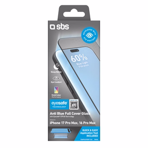 SBS Eyesafe rūdīts stikls priekš iPhone 17 Pro Max/16 Pro Max ar aplikatoru