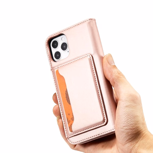 Magnētiskais karšu apvalks iPhone 12 Pro Max maciņš karšu maks karšu turētājs rozā