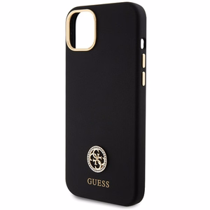 Guess Silikona Logo Strass 4G Viedtālruņa apvalks iPhone 15 Plus / 14 Plus 6.7" - melns