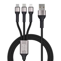 Kabelis (m) BLUE STAR pintas 2,4A 3in1 USB A uz Lightning / Micro USB / Type C TFK-DC-010 1,2 m - melns