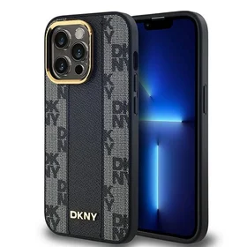 DKNY Ādas rūtainais magnētiskais apvalks iPhone 13 Pro / 13 - melns