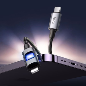 LED Kabelis USB C to Lightning Hoco PD 27W 1,2 m U144 melns