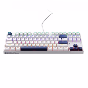 Machenike K500B-B87 Vadu mehāniskā spēļu tastatūra ar apgaismojumu, Red Switch - balts