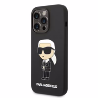 Karl Lagerfeld KLHMP14XSNIKB iPhone 14 Pro Max 6.7" cietais apvalks melns/melns Silikona Ikonik Magnētiskais