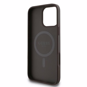Guess 4G gredzens klasiskā logotipa magnētiskais viedtālruņa apvalks iPhone 16 Pro - brūns