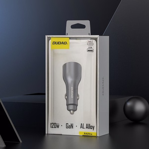 Dudao R4Ultra 120W Power Delivery Quick Charge LED Car Lādētājs USB-A USB-C - Gray