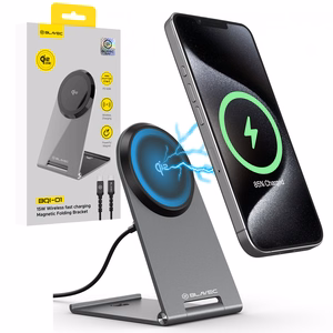 Blavec indukcijas lādētājs BQI-01 Qi2 15W magnētisks Magsafe + Raptor kabelis type C uz type C (BQI01-QI2MS) sudraba