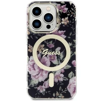 Guess GUHMP14LHCFWSK iPhone 14 Pro 6.1" melns/melns cietais apvalks Ziedu MagSafe