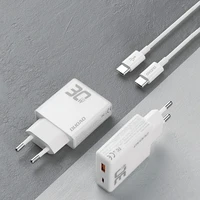 GaN Dudao A30EUT 30W USB-A / USB-C sienas lādētājs + USB-C - USB-C kabelis - balts