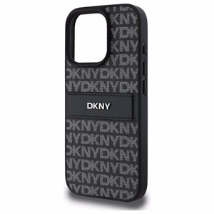 DKNY tekstūras raksta svītrains viedtālruņa apvalks iPhone 16 Pro Max - melns