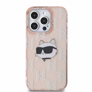 Karl Lagerfeld IML Choupette galvas un monogrammas apvalks iPhone 14 Pro - rozā