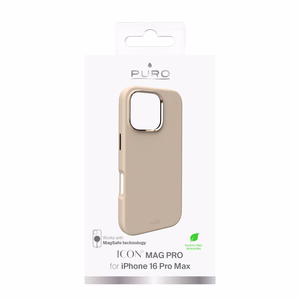 Puro Icon Mag Pro MagSafe Silikona Viedtālruņa Apvalks iPhone 16 Pro Max - Bēšs