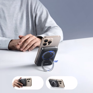 Joyroom JR-PBM12 внешний аккумулятор 10000mAh 22.5W совместимый с MagSafe, беспроводная зарядка 15W, с кольцевой подставкой - Чёрный
