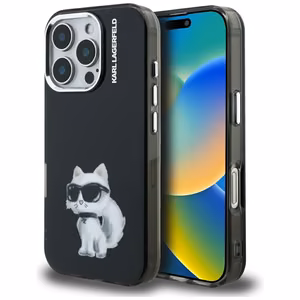 Karl Lagerfeld IML Aquarelle Choupette & Logo iPhone 16 Pro Case - Black