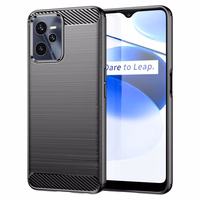 Carbon viedtālruņa apvalks Realme C35 elastīgs silikona oglekļa apvalks melns