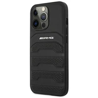 AMG AMHCP14LGSEBK iPhone 14 Pro 6.1 "melns cietais apvalks Ādas Iespiestas līnijas