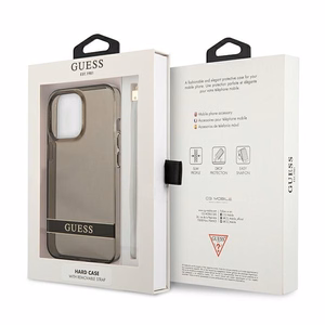 Guess GUHCP13LHTSGSK iPhone 13 Pro / 13 6.1" melns/melns cietais apvalks caurspīdīga siksna