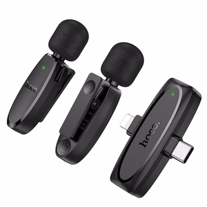Беспроводной петличный микрофон Lightning / USB C Hoco 2 шт L15 черный