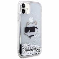 Karl Lagerfeld KLHCN61LNCHCS iPhone 11/XR sudraba/sudraba cietais apvalks Mirdzošs Choupette Galva