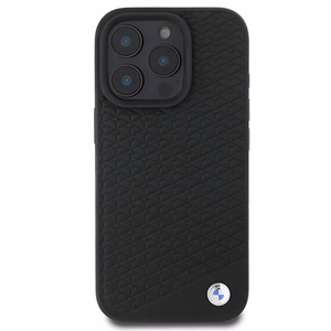 BMW Paraksts Ādas Dimanta Metāla Logotips Magnētiskais viedtālruņa apvalks iPhone 16 Pro Max - melns