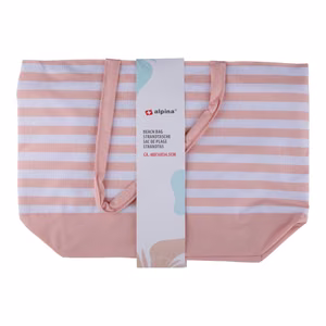 Alpina striped beach bag, 49.3 × 16 × 34 cm, apricot and white