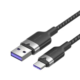 USB 2.0 A uz USB-C 6A Vention CTOBF 1M kabelis (melns)