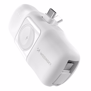 Wozinsky WF16-YCS 5000mAh 15W USB-C мини внешний аккумулятор со встроенным кабелем USB-C и зарядкой Apple Watch - Белый