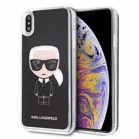 Karl Lagerfeld KLHCI65ICGBK iPhone XsMax melns Iconic Glitter maciņš