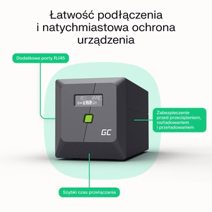 Green Cell nepārtrauktās barošanas avots (UPS) Line-Interactive 1 kVA 600 W, 4 AC ligzdas