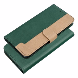 Atlokāmais maciņš Motorola G17 Split Book, zaļš un zeltains