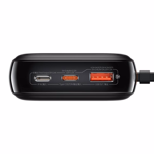 Baseus portatīvais lādētājs 20000mAh Qpow Pro - USB + Type C - PD 22,5W ar Type C kabeli (PPQD060301) melna