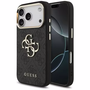 Guess 4G Big 4G Classic Logo Чехол для iPhone 17 Pro - чёрный и золотой