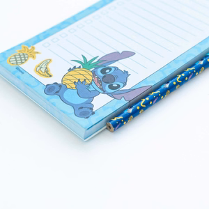 Disney Stitch Tropical magnētiskais iepirkumu saraksta bloknots ledusskapim ar zīmuli, 10 × 21 cm