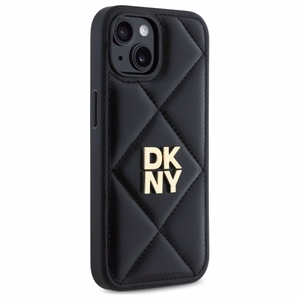 DKNY Quilted Stack Logo viedtālruņa apvalks iPhone 15 - melns