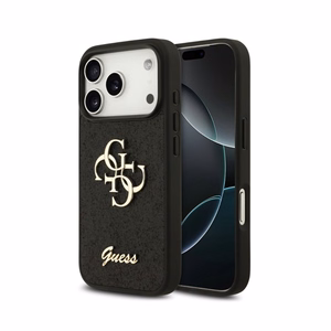 Case Guess PU Fixed Glitter 4G Metal Logo Apple iPhone 18 Pro Max black