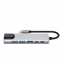 Tech-Protect HB02 HUB adapteris 6in1 USB-C + USB2.0 + USB3.0 + HDMI 4K 30Hz + RJ45 + PD100W - pelēks